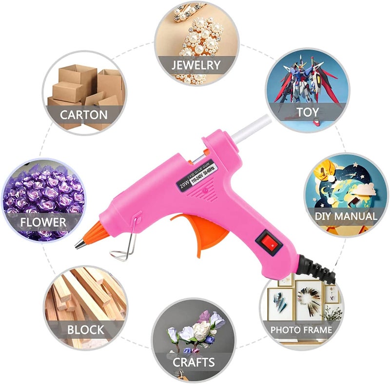 FYOUNG Mini Hot Glue Gun 10pcs Glue Stick Hot Glue Gun Set for Quick Fix Artist DIY Art Home 20w Pink - Image 4